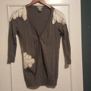 Embroidered button up sweater